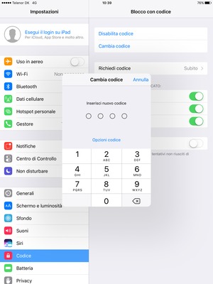 Inserisci il nuovo codice di accesso