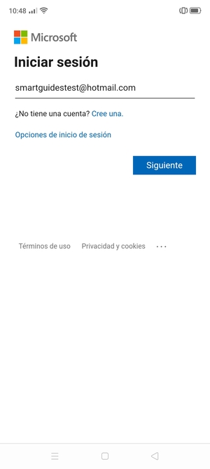 Introduzca su Dirección de correo electrónico y seleccione Siguiente