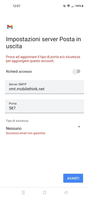 Seleziona AVANTI