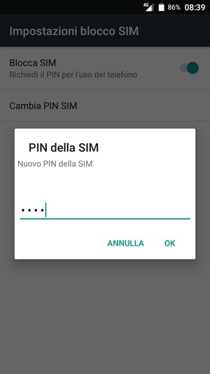 Inserisci Nuovo PIN della SIM e seleziona OK