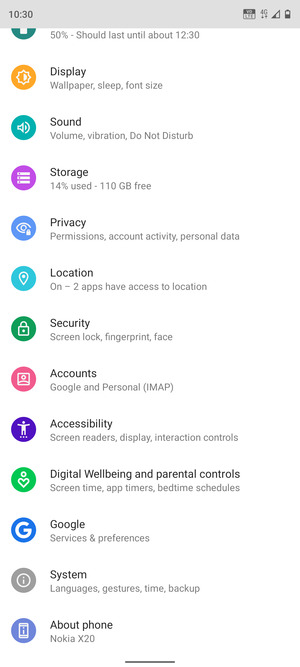 Scroll to and select Security