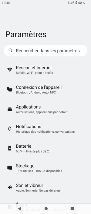 Sélectionnez Réseau et Internet