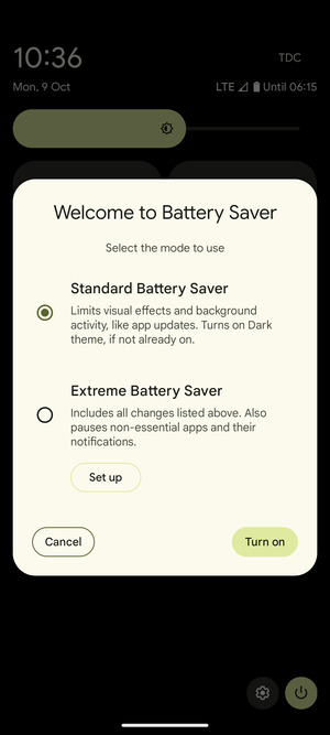 Select Turn on