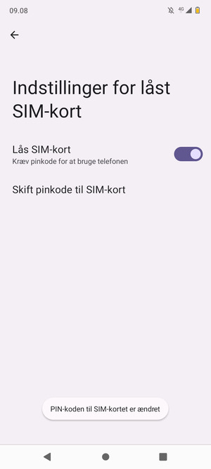 Din PIN-kode til SIM-kortet er nu ændret