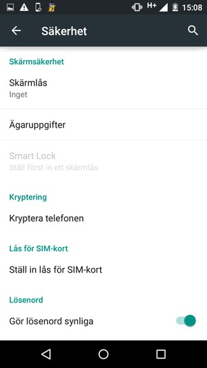 Välj Ställ in lås för SIM-kort