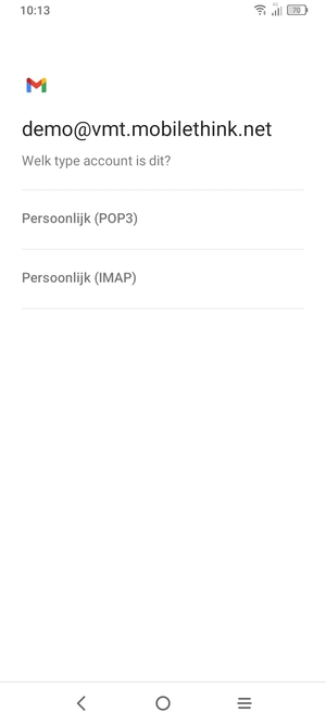 Selecteer Persoonlijk (POP3) of Persoonlijk (IMAP)