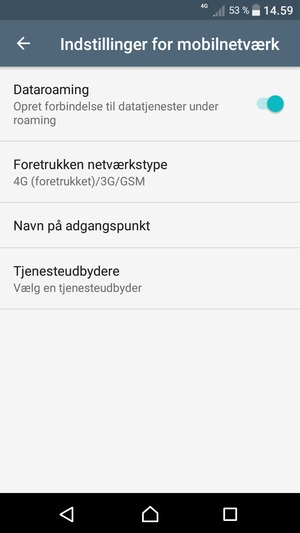 Slå Dataroaming til eller fra