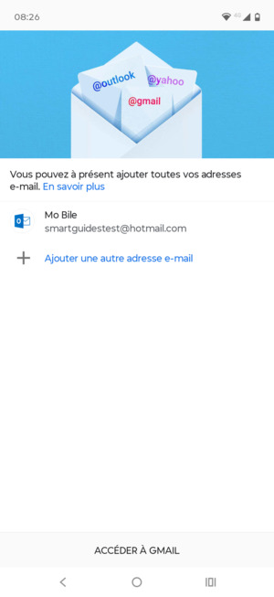 Sélectionnez ACCÉDER À GMAIL