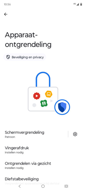 Uw telefoon is nu beveiligd met een schermvergrendeling