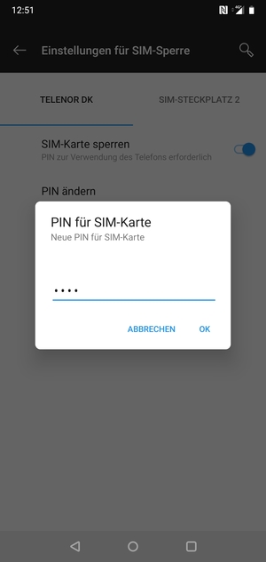 Geben Sie Ihre Neue PIN für SIM-Karte ein und wählen Sie OK