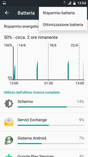 Seleziona Risparmio batteria