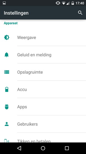 Scroll naar en selecteer Accu