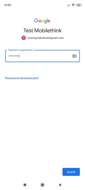 Inserisci la tua password di Gmail e seleziona Avanti
