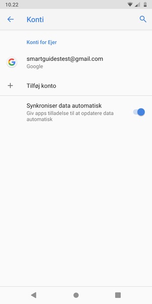 Vælg din Google konto