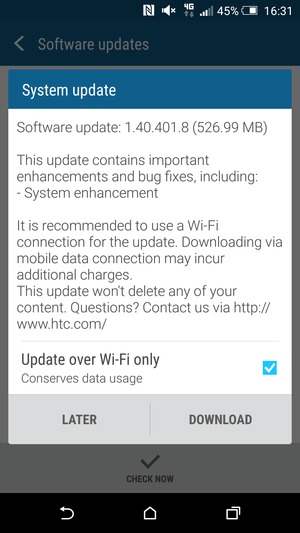 If your phone is not up to date, select DOWNLOAD