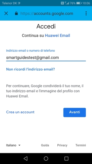 Inserisci il tuo indirizzo Gmail e seleziona Avanti
