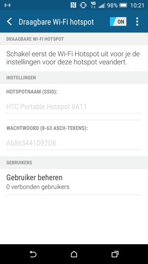 Uw telefoon is nu geïnstalleerd voor gebruik als modem