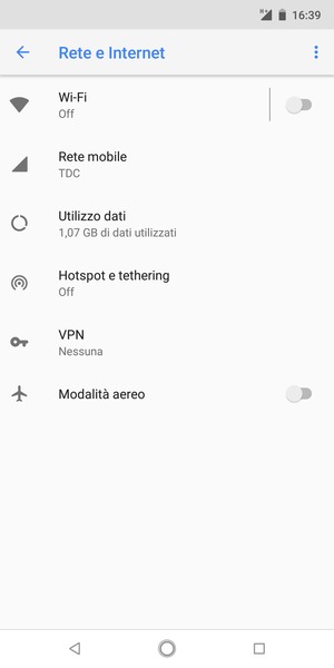 Seleziona Rete mobile