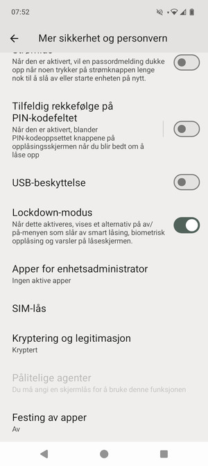 Bla til og velg SIM-lås
