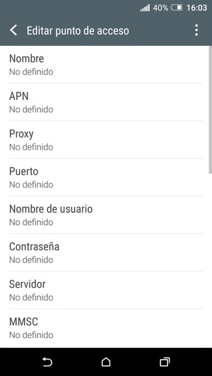 Introduzca la información de MMS