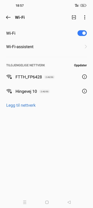 Velg det trådløse nettverket du vil koble til