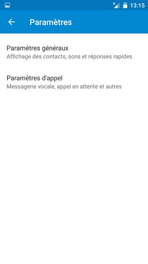 Sélectionnez Paramètres d'appel