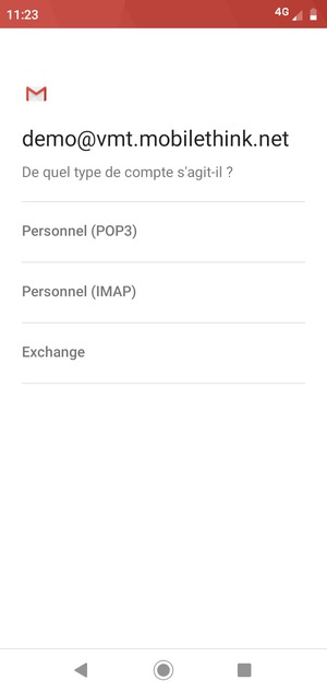 Sélectionnez Personnel (POP3) ou Personnel (IMAP)