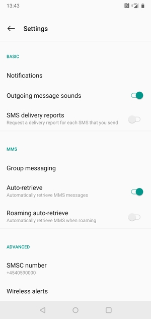 Select SMSC number