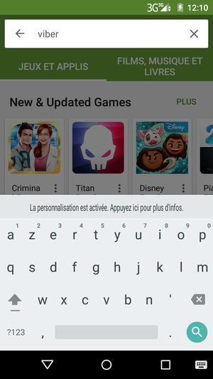 Saisissez le nom de l'appli et sélectionnez Rechercher
