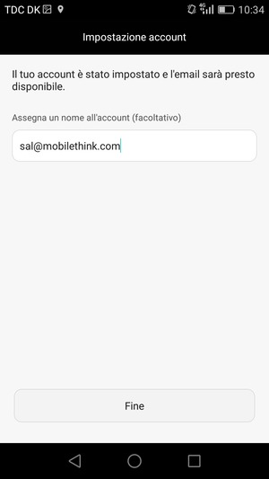 Scegli un nome per il tuo account e seleziona Fine