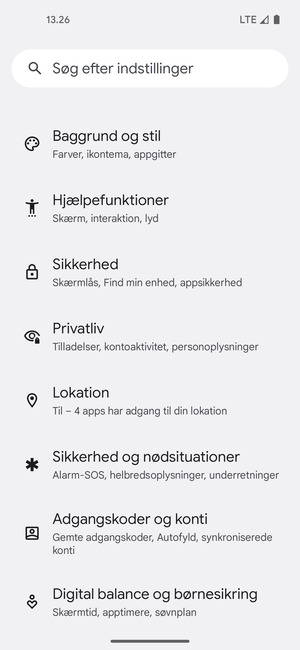 Scroll til og vælg Lokation