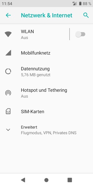 Wählen Sie Hotspot und Tethering