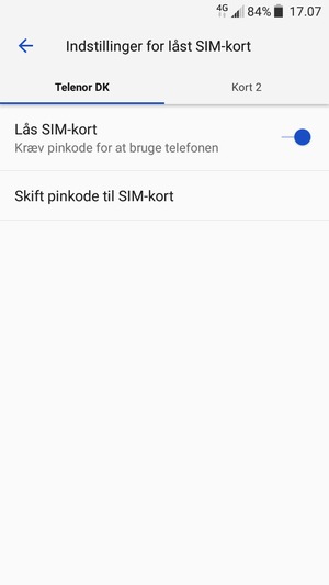 Vælg Public og Skift pinkode til SIM-kort