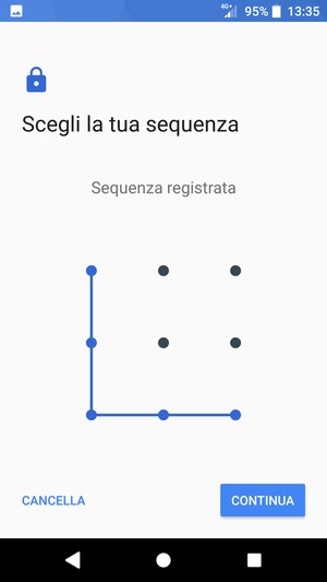 Disegna una sequenza di sblocco e seleziona CONTINUA