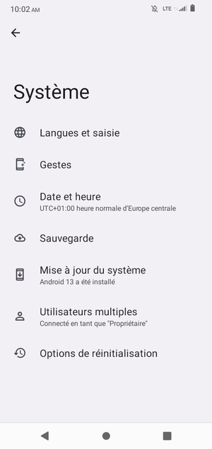 Sélectionnez Mise à jour du sysmème