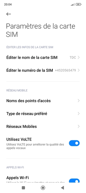 Sélectionnez Réseaux Mobiles