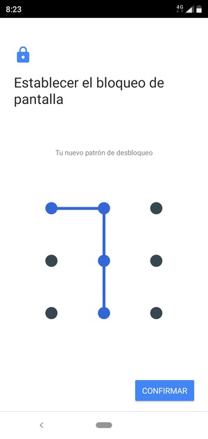 Dibuje de nuevo el patrón de desbloqueo y seleccione CONFIRMAR