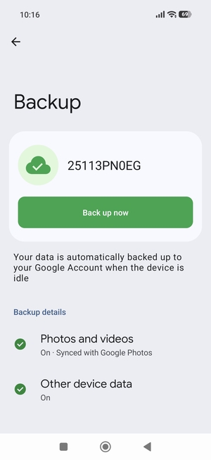 Select Back up now