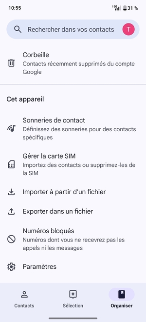 Faites défiler et sélectionnez  Gérer la carte SIM