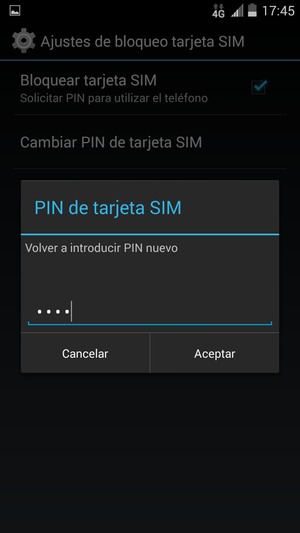 Confirme PIN nuevo y seleccione Aceptar