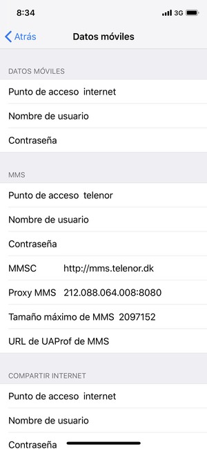 Introduzca la información de Internet