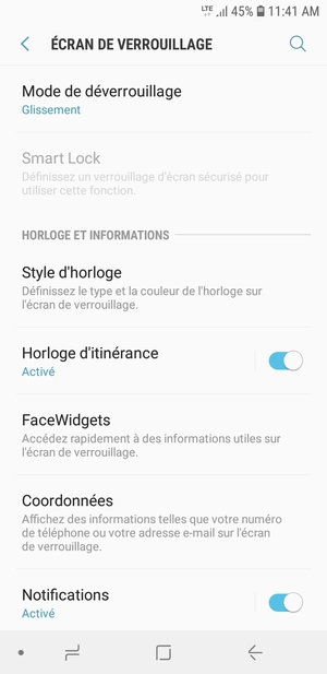 Sélectionnez Mode de déverrouillage