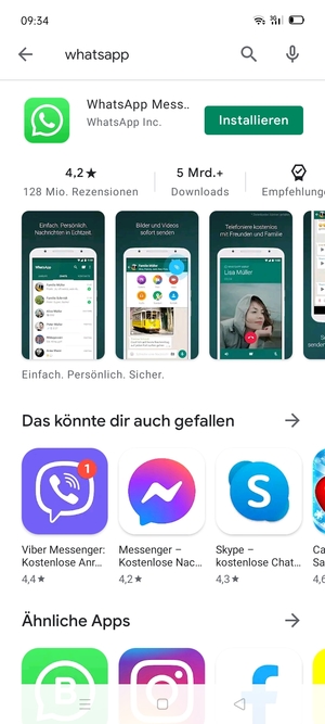 Wählen Sie die App