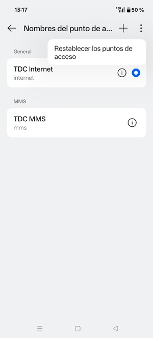 Seleccione Restablecer los puntos de acceso