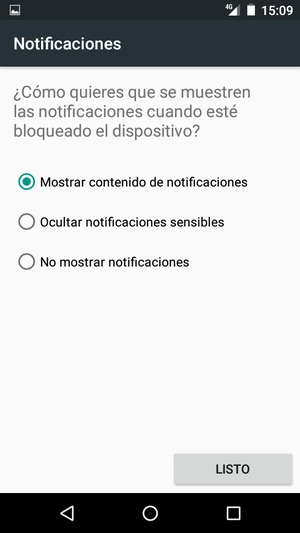 Seleccione la opción deseada y seleccione LISTO