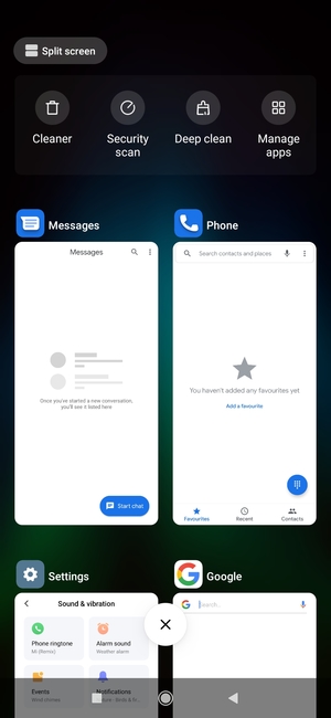 Select the Delete icon to close all running apps