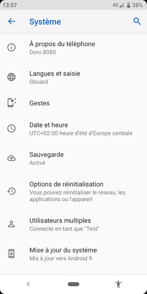 Sélectionnez Mise à jour du système
