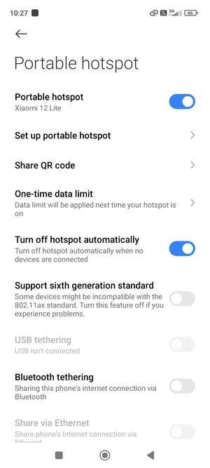 Your phone is now set up for use as a modem
