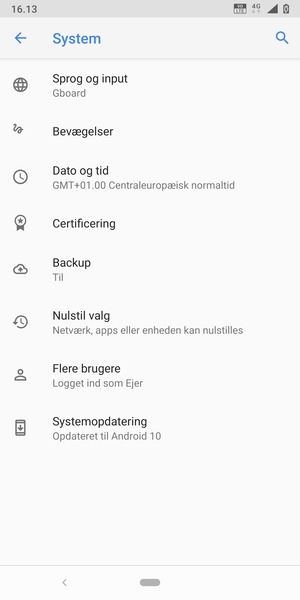 Vælg Systemopdatering