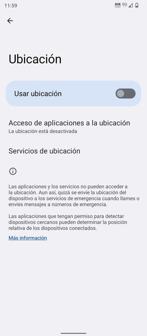 Desactive Usar ubicación